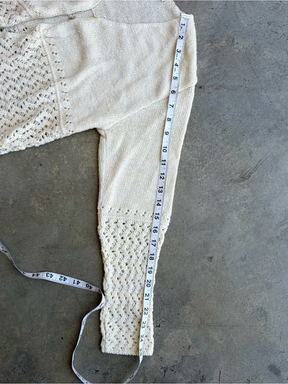 Cream Openwork Knit Women's Sweater Cardigan